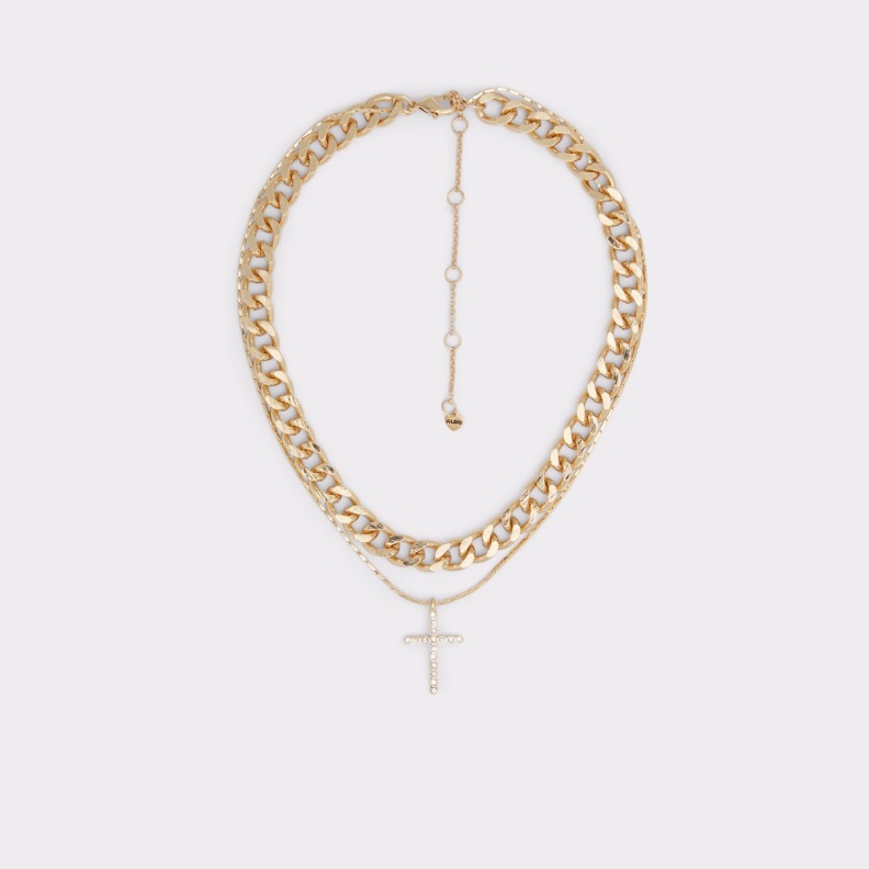 Aldo Fashion Acerani Necklace Gold-Clear Multi