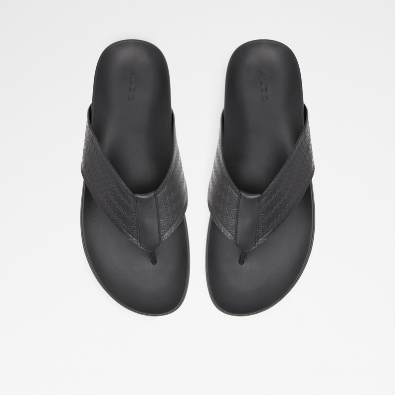 Afuthien Flip Flops Aldo Fashion Black Leather Embossed