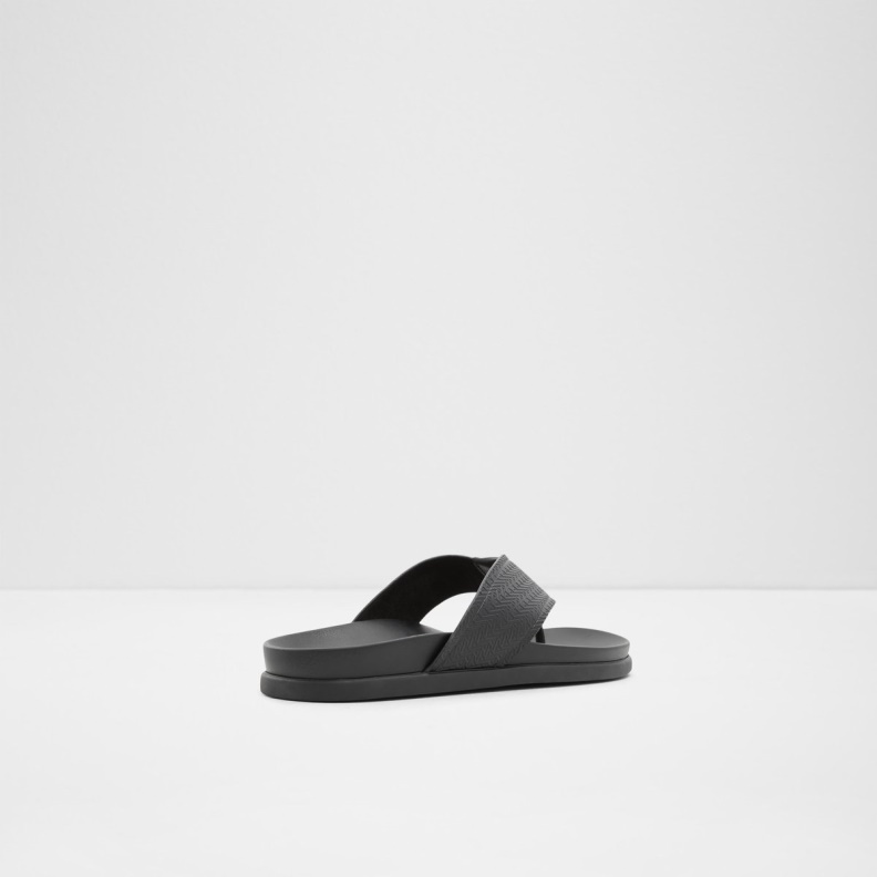 Black Leather Embossed Fashion Aldo Afuthien Flip Flops