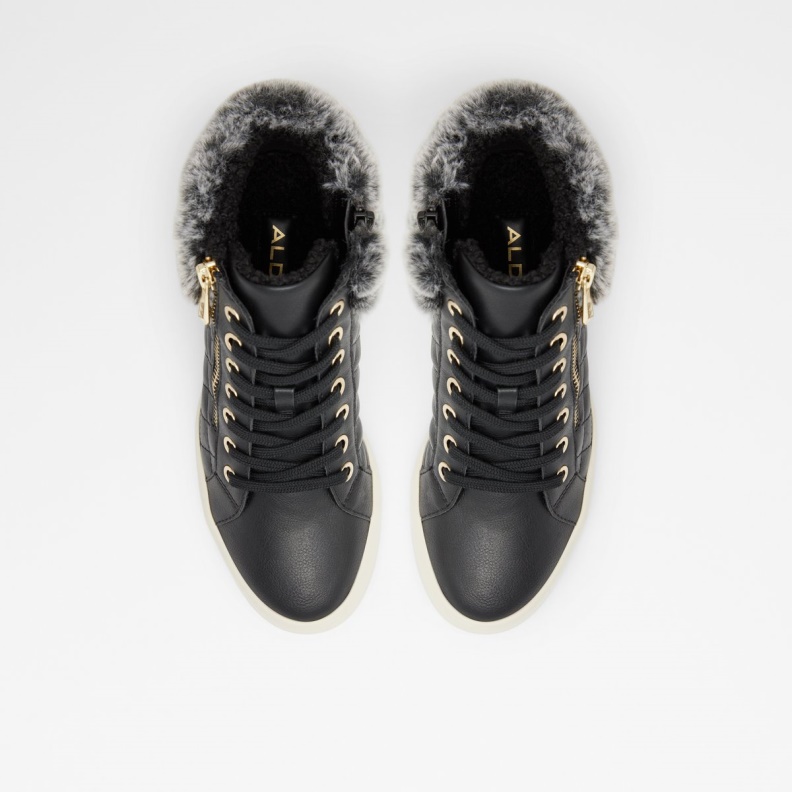 Black Synthetic Faux Fur Ailanna Sneaker Wedge Heel Aldo Fashion