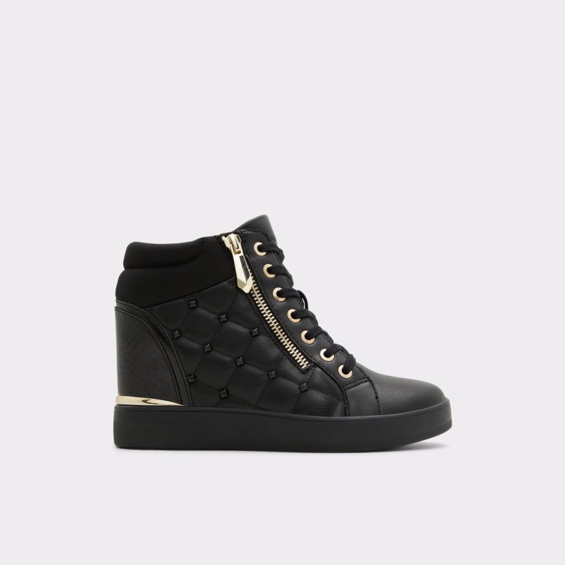 Aldo Fashion Ailannah High Top Sneaker Wedge Heel Black
