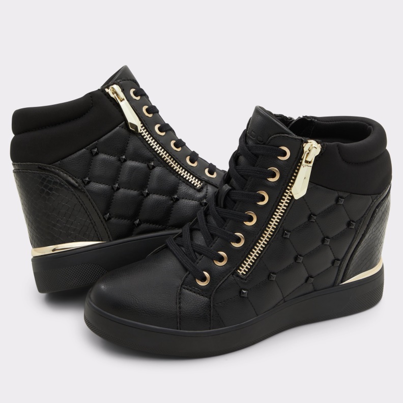 New Arrival Ailannah High Top Sneaker Wedge Heel Black Aldo Fashion