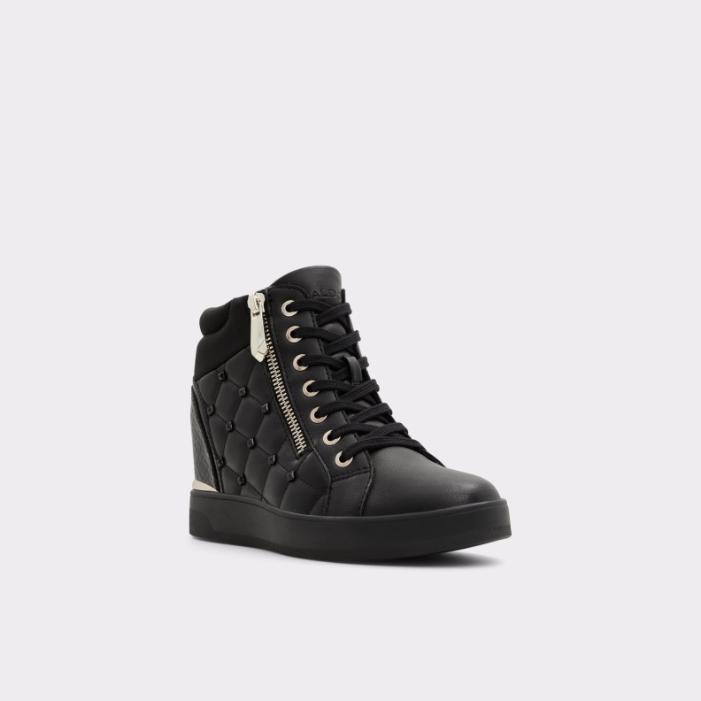 New Arrival Ailannah High Top Sneaker Wedge Heel Black Aldo Fashion