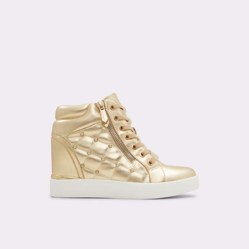 Gold Ailannah High Top Sneaker Wedge Heel Fashion Aldo