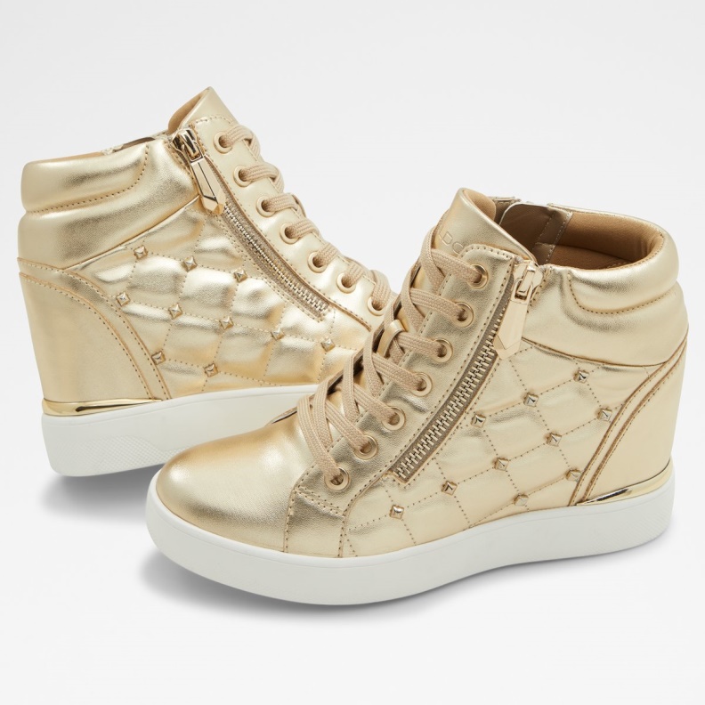 Gold Ailannah High Top Sneaker Wedge Heel Fashion Aldo