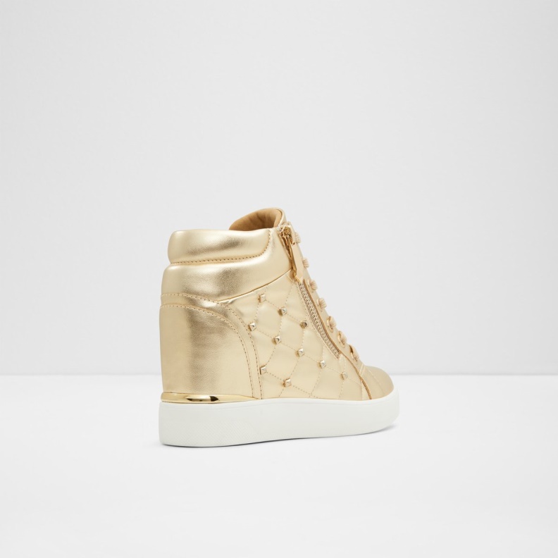 Gold Ailannah High Top Sneaker Wedge Heel Fashion Aldo