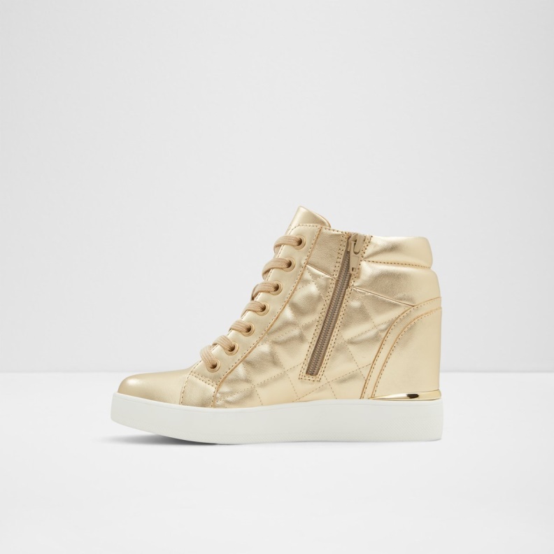 Gold Ailannah High Top Sneaker Wedge Heel Fashion Aldo