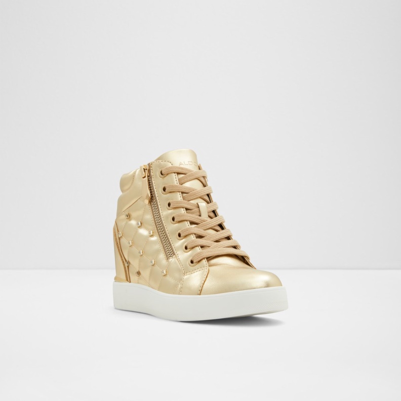 Gold Ailannah High Top Sneaker Wedge Heel Fashion Aldo