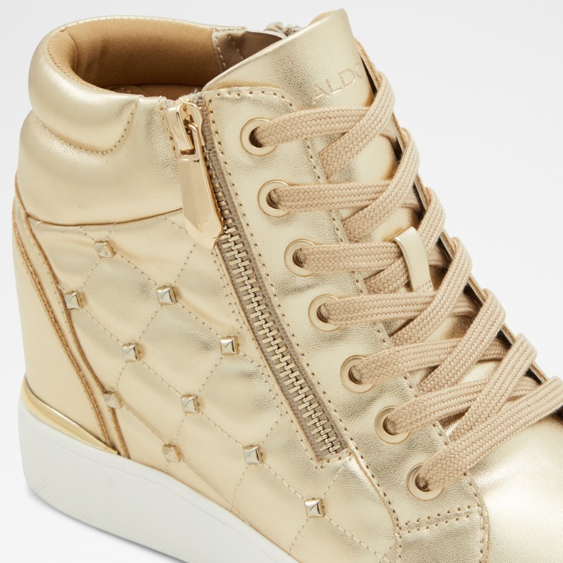 Gold Ailannah High Top Sneaker Wedge Heel Fashion Aldo
