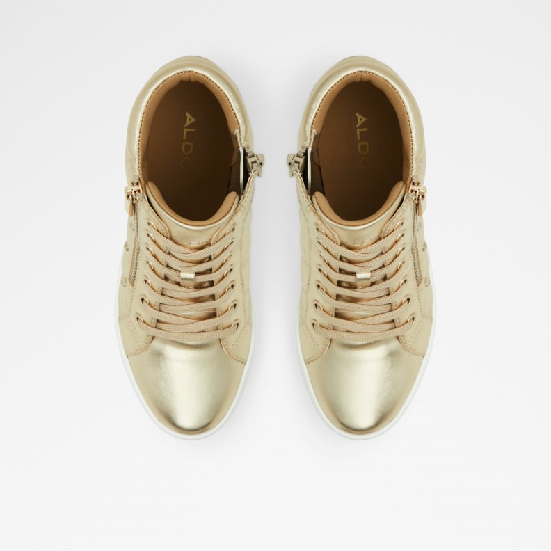 Gold Ailannah High Top Sneaker Wedge Heel Fashion Aldo