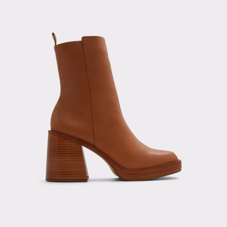 Aldo New Arrival Benrubin Ankle Boot Block Heel Cognac Fashion