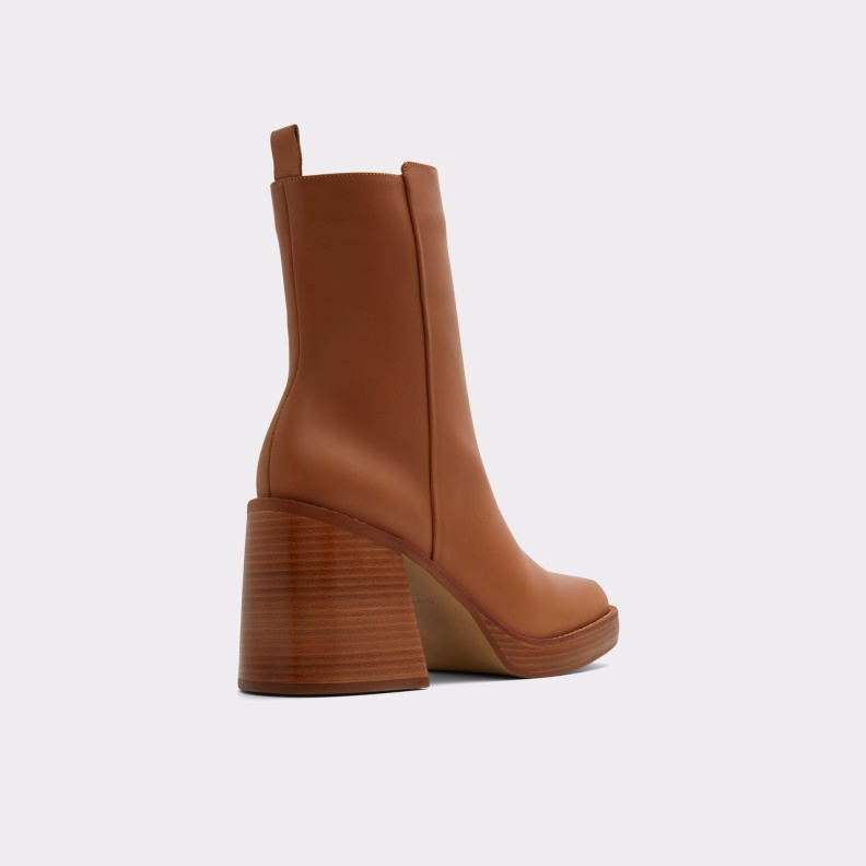 Aldo New Arrival Benrubin Ankle Boot Block Heel Cognac Fashion