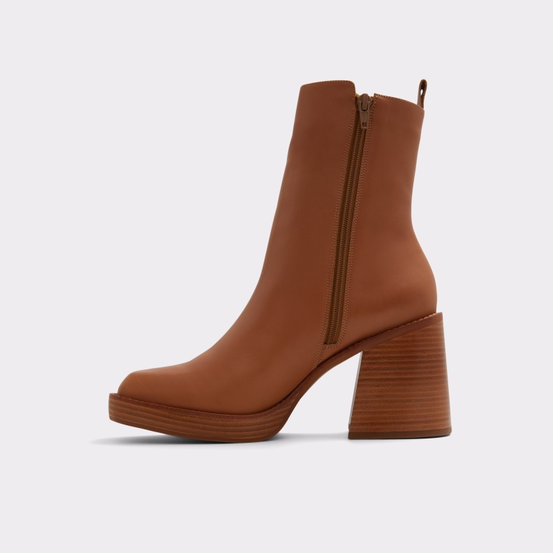 Aldo New Arrival Benrubin Ankle Boot Block Heel Cognac Fashion