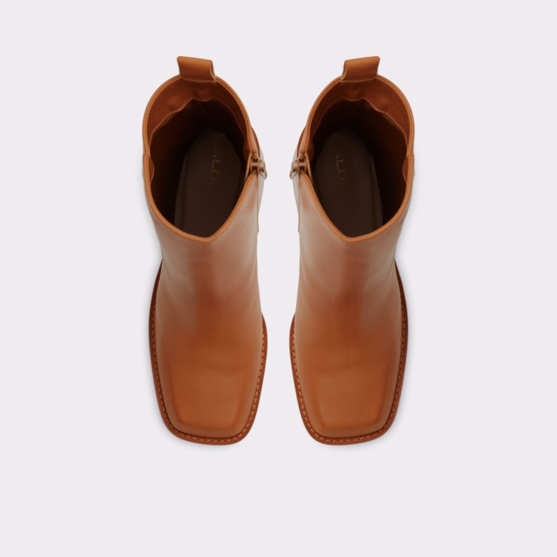 Aldo New Arrival Benrubin Ankle Boot Block Heel Cognac Fashion