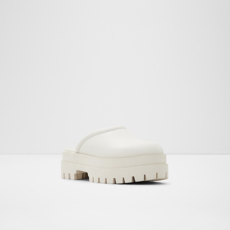 Aldo White Fashion Biglease Platform Mule Lug Sole