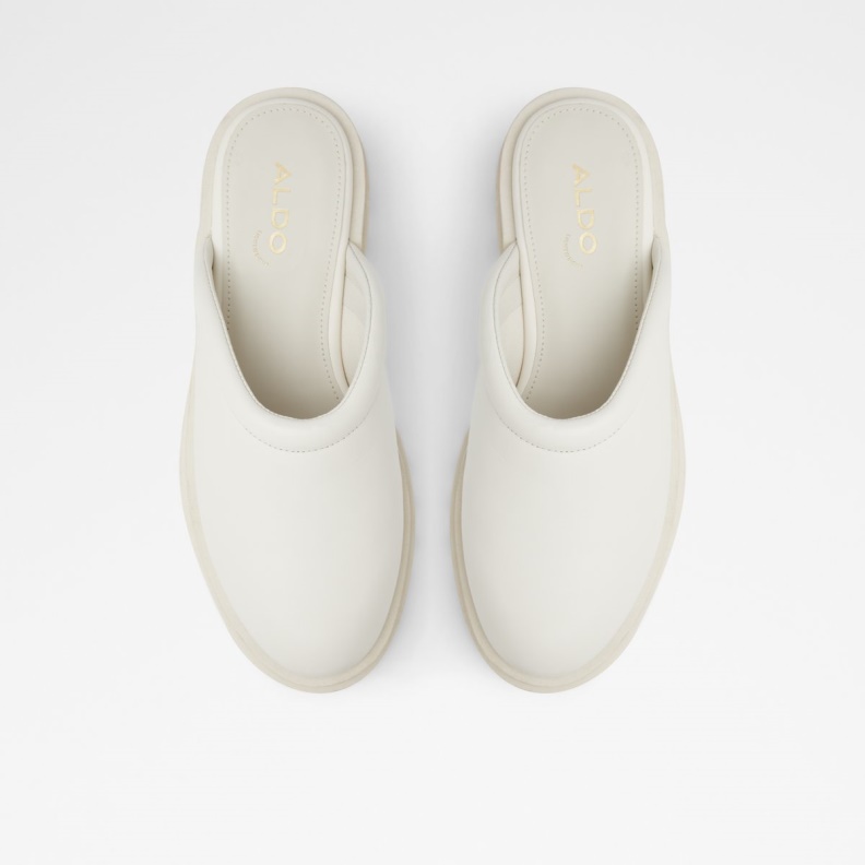 Aldo White Fashion Biglease Platform Mule Lug Sole