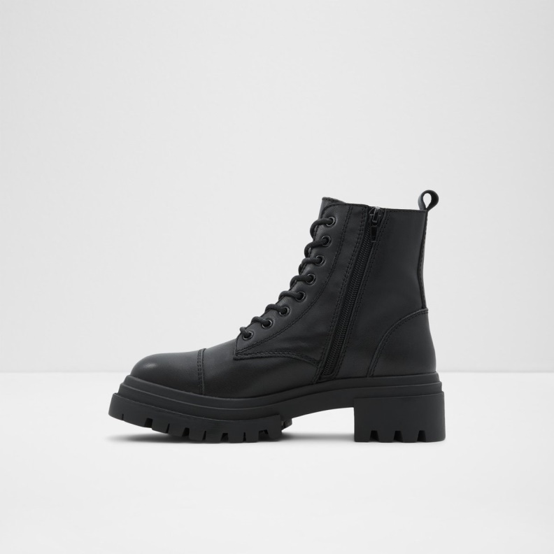 Black Leather Smooth New Arrival Bigmark Combat Boots Lug Sole Fashion Aldo