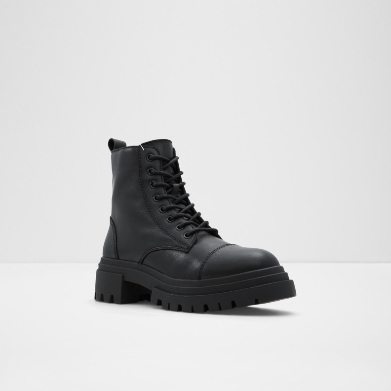 Black Leather Smooth New Arrival Bigmark Combat Boots Lug Sole Fashion Aldo