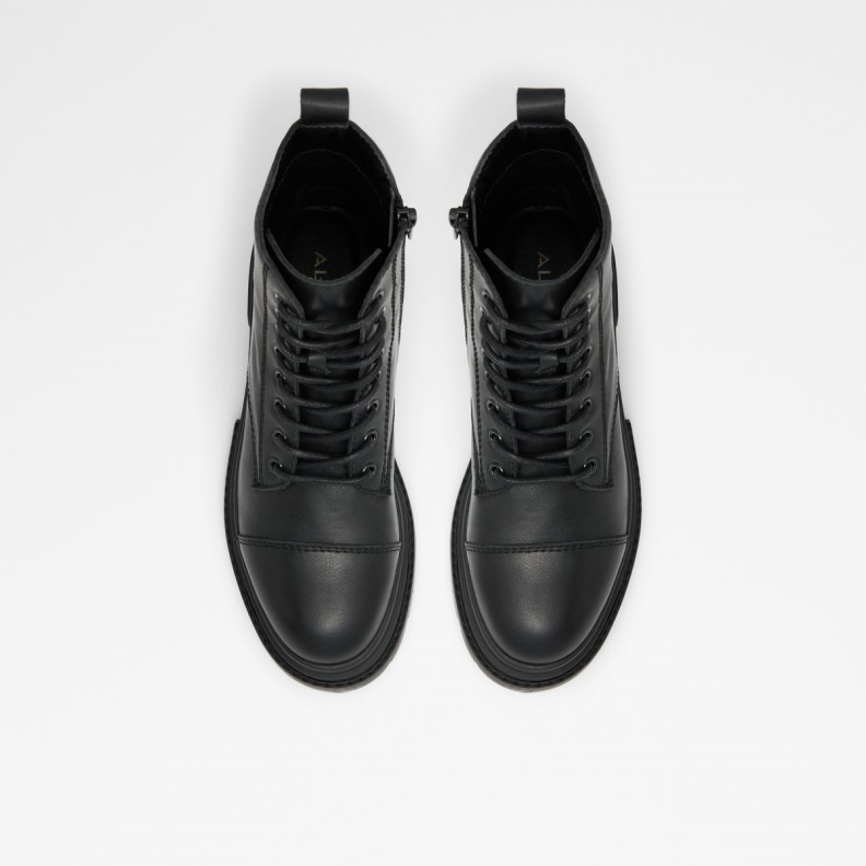 Black Leather Smooth New Arrival Bigmark Combat Boots Lug Sole Fashion Aldo