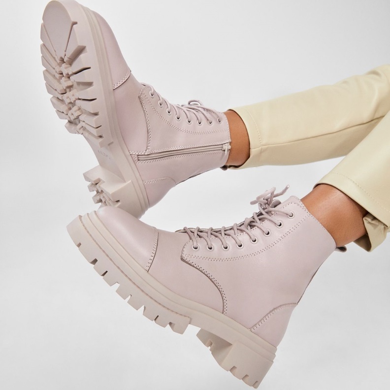 Fashion Aldo Bigmark Combat Boots Lug Sole Grey