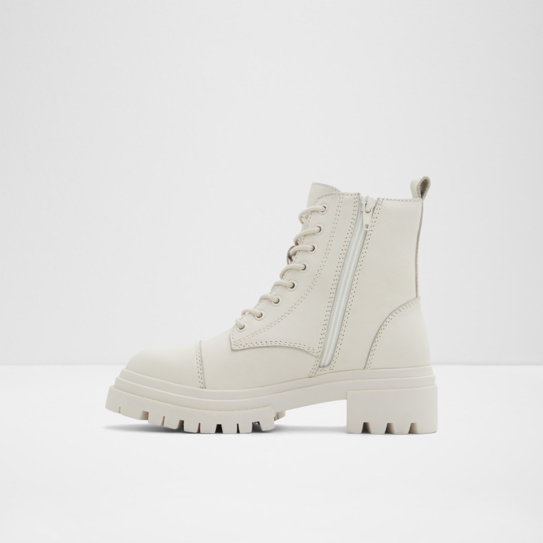 Fashion White Bigmark Combat Boots Lug Sole Aldo