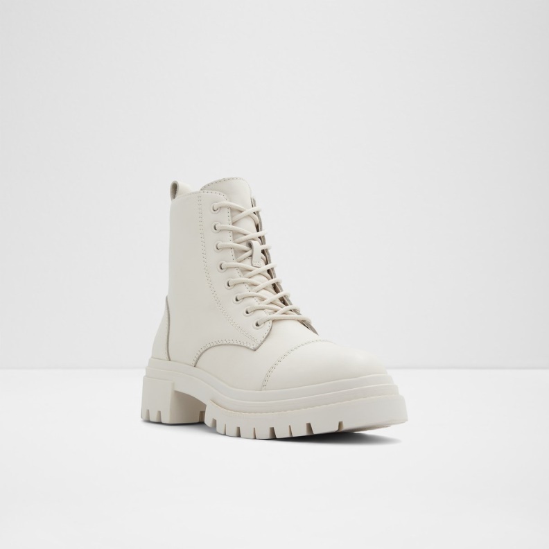 Fashion White Bigmark Combat Boots Lug Sole Aldo