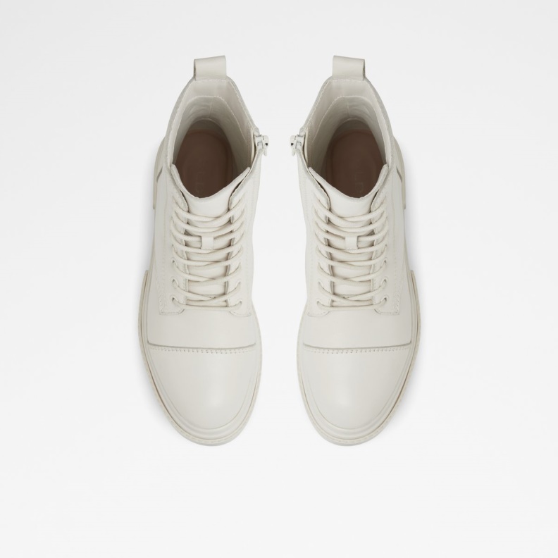 Fashion White Bigmark Combat Boots Lug Sole Aldo