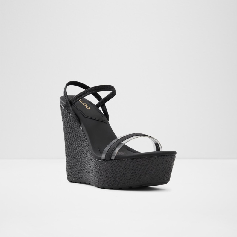 Fashion Black Aldo Bodish Wedge Sandal Wedge Heel