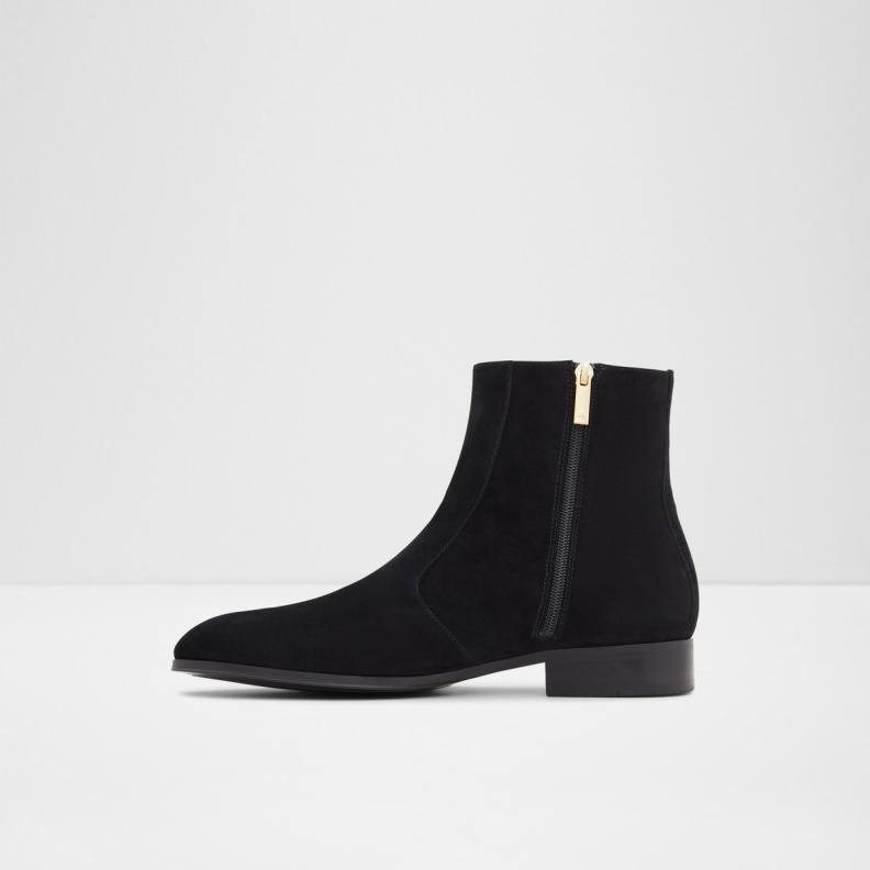 Black Leather Suede Fashion Aldo Brahm Ankle Boot