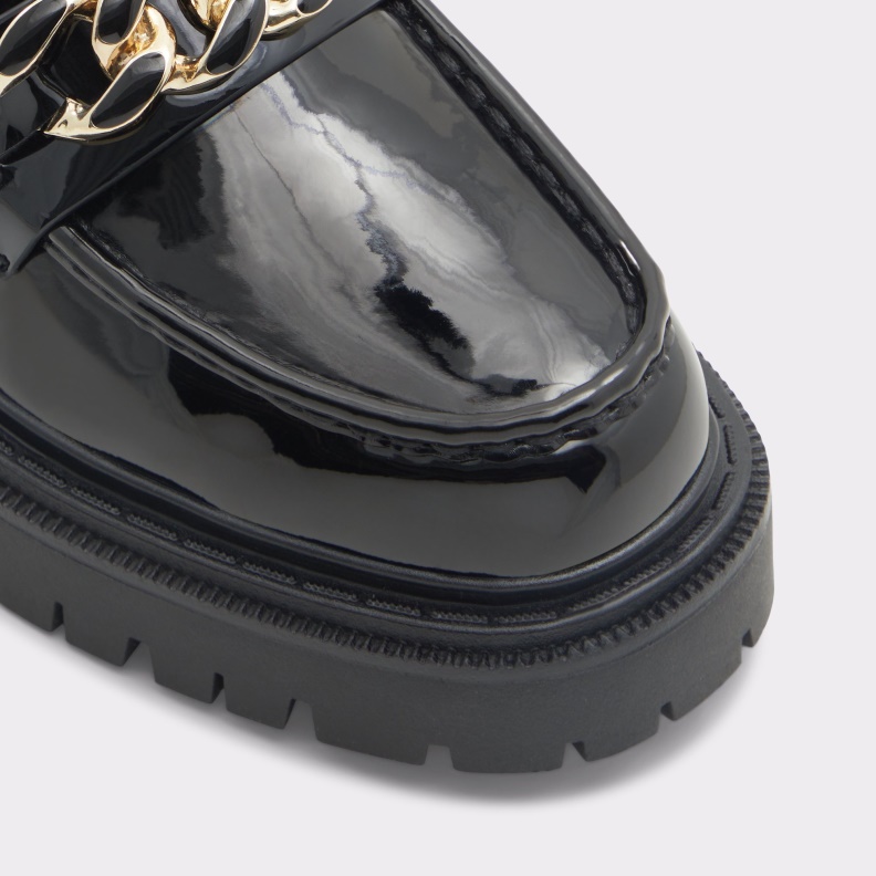 Fashion Aldo Black Synthetic Patent Brixton Loafer Lug Sole