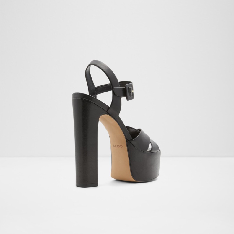 Aldo Black Fashion Camelia Ankle Strap Heeled Sandal Plateforme