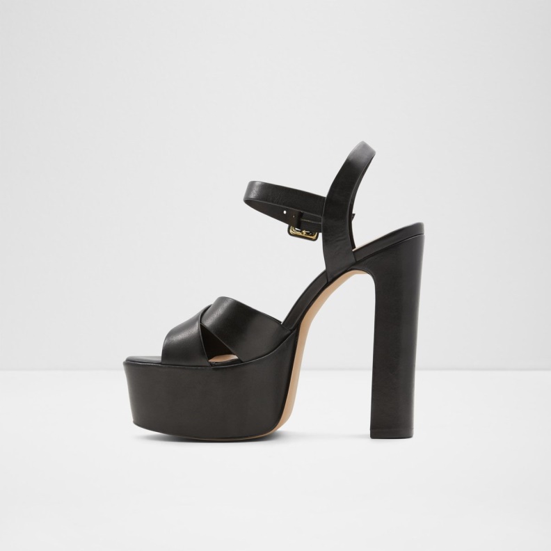 Aldo Black Fashion Camelia Ankle Strap Heeled Sandal Plateforme