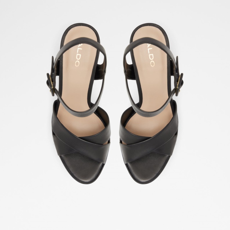 Aldo Black Fashion Camelia Ankle Strap Heeled Sandal Plateforme