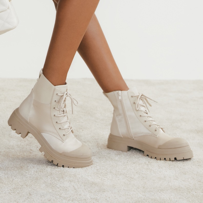 Fashion Aldo Charline Combat Boot Lug Sole White