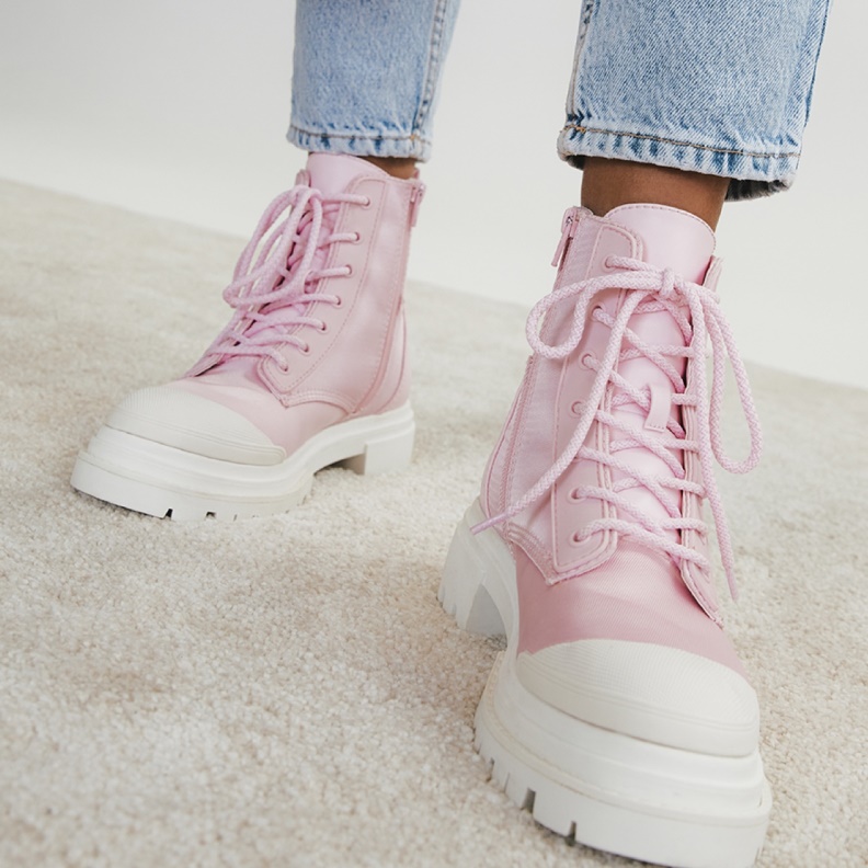 Fashion Pink Charline Combat Boot Lug Sole Aldo