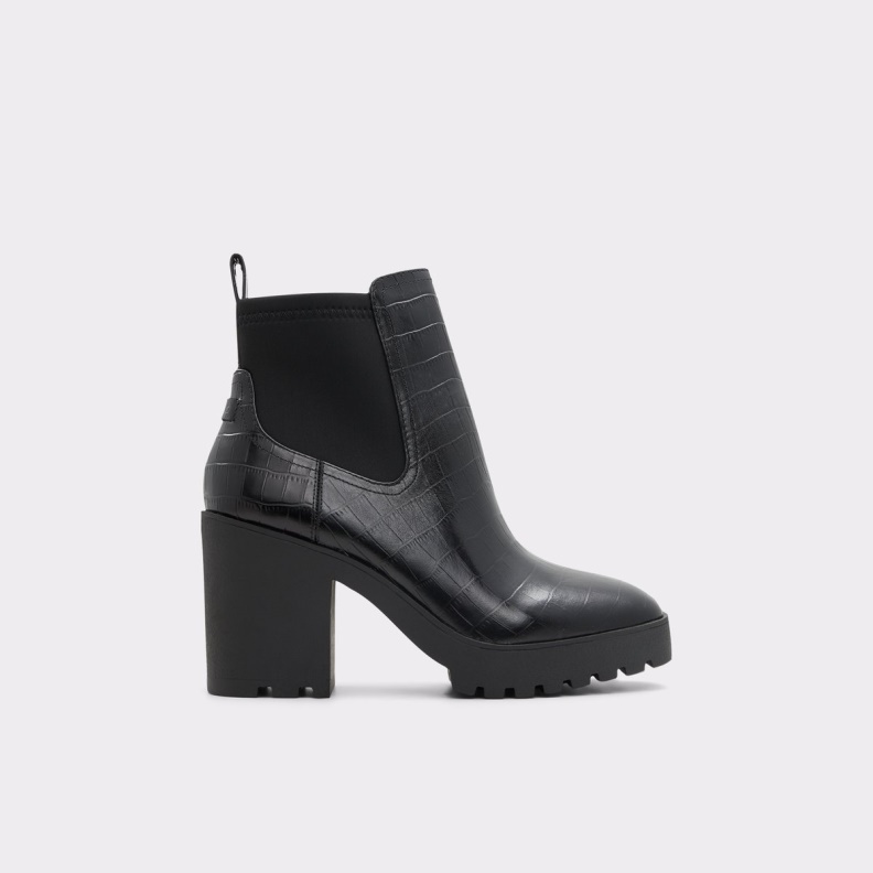 Chetta Chelsea Boot Lug Sole Aldo Fashion Black Leather Croco