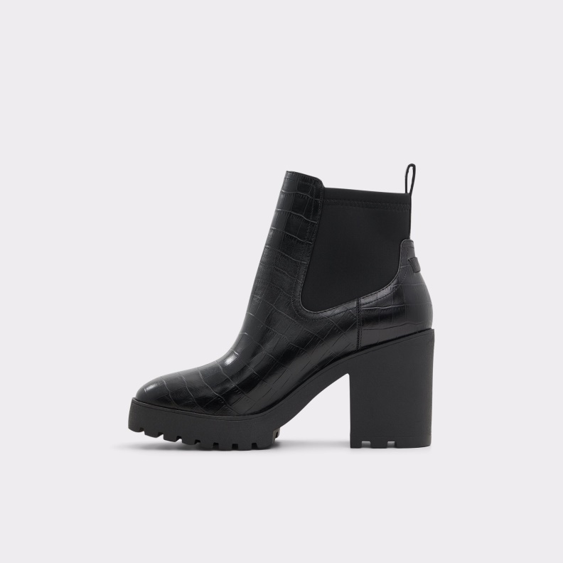 Chetta Chelsea Boot Lug Sole Aldo Fashion Black Leather Croco