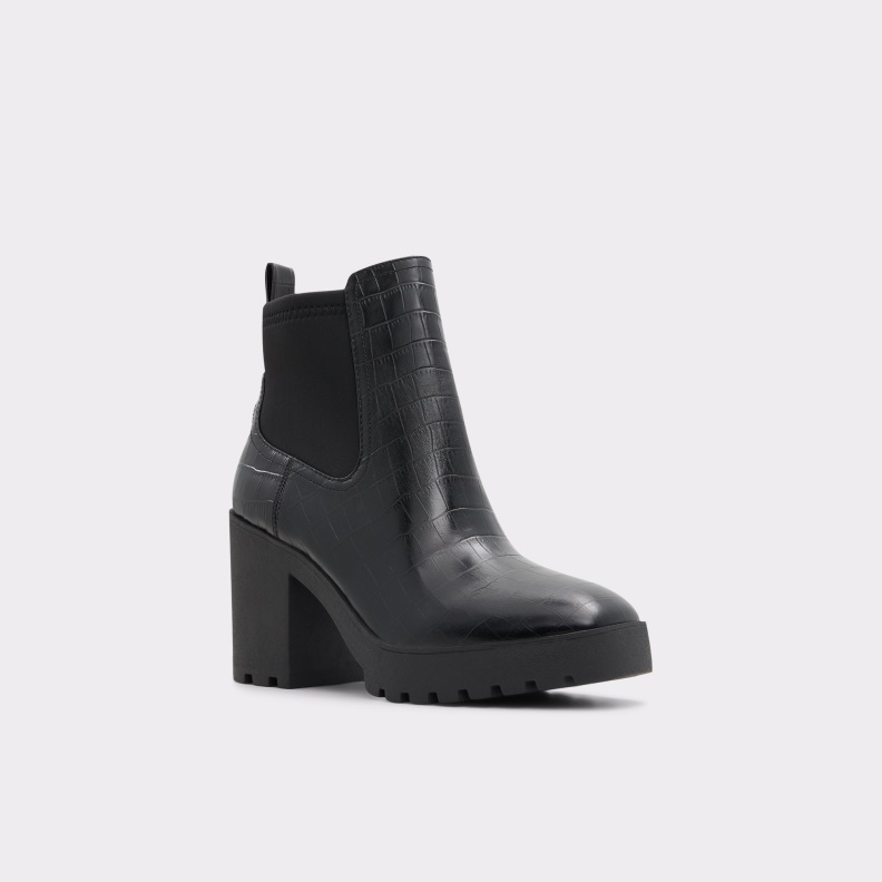 Chetta Chelsea Boot Lug Sole Aldo Fashion Black Leather Croco