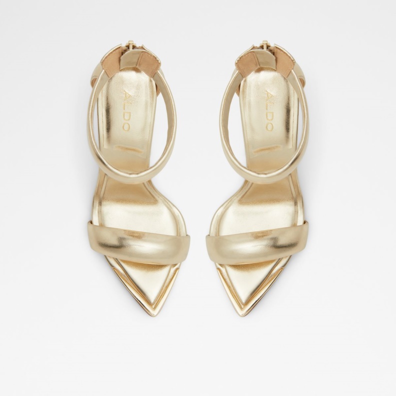 Fashion Gold Aldo Contesa Ankle Strap High Heel Stiletto Heel