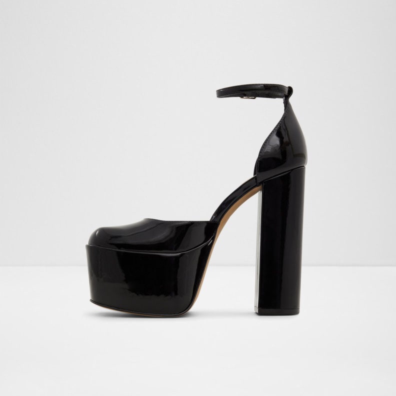 Aldo Black Fashion New Arrival Craybaen Ankle Strap Heeled Shoe Plateforme