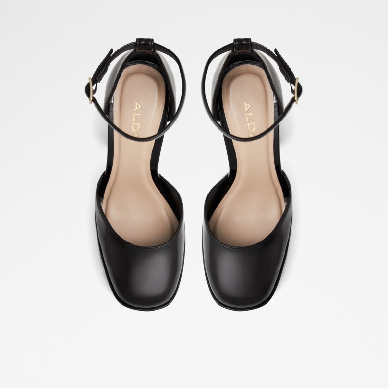 Aldo Black Fashion New Arrival Craybaen Ankle Strap Heeled Shoe Plateforme