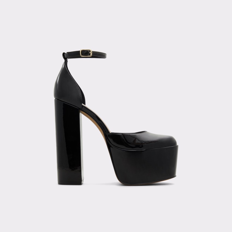 Black Aldo Fashion New Arrival Craybaen Ankle Strap Heeled Shoe Platform