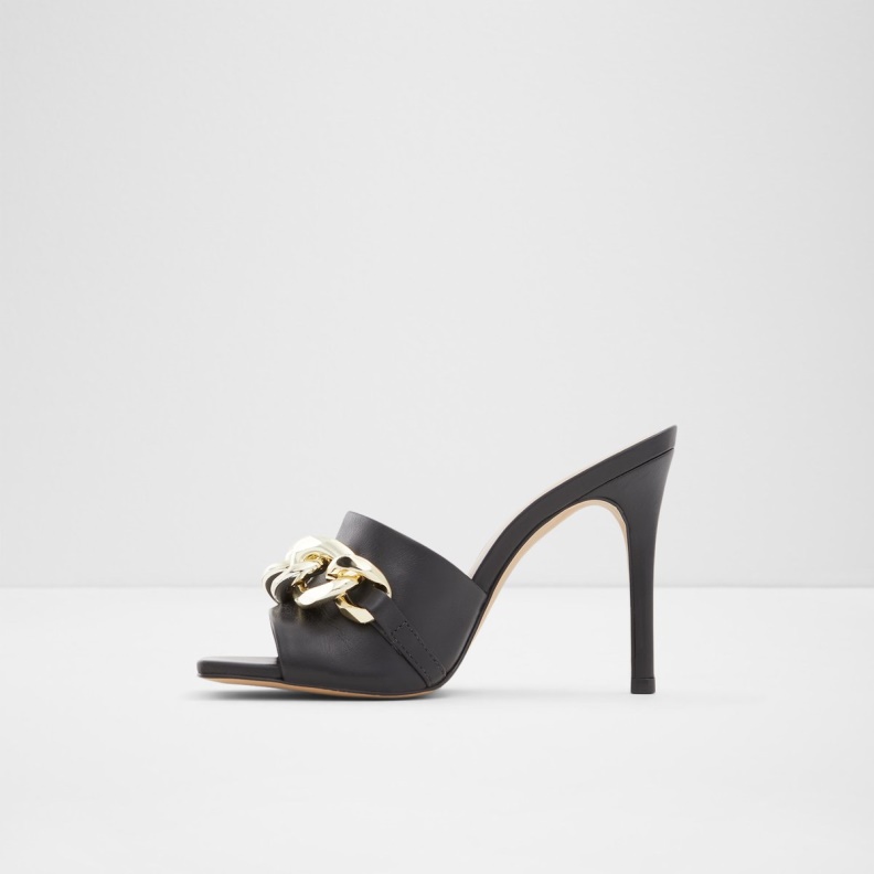 Aldo Fashion Black Cubetto High Heel Sandal Stiletto Heel