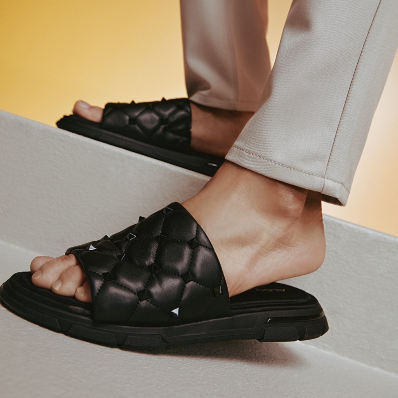 Black Synthetic Smooth Cuciro Slide Sandal Fashion Aldo