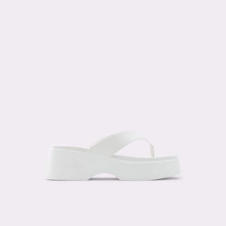 White Aldo Fashion Delphy Thong Wedge Sandal Flatform