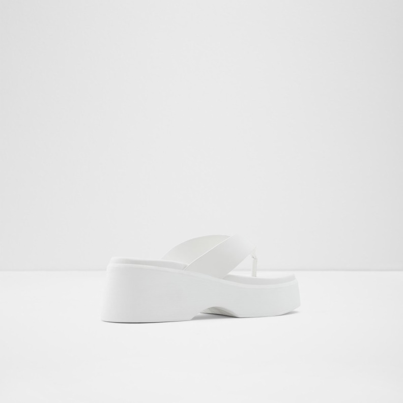 White Aldo Fashion Delphy Thong Wedge Sandal Flatform