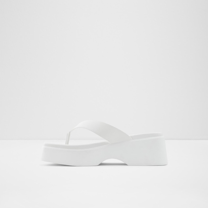 White Aldo Fashion Delphy Thong Wedge Sandal Flatform