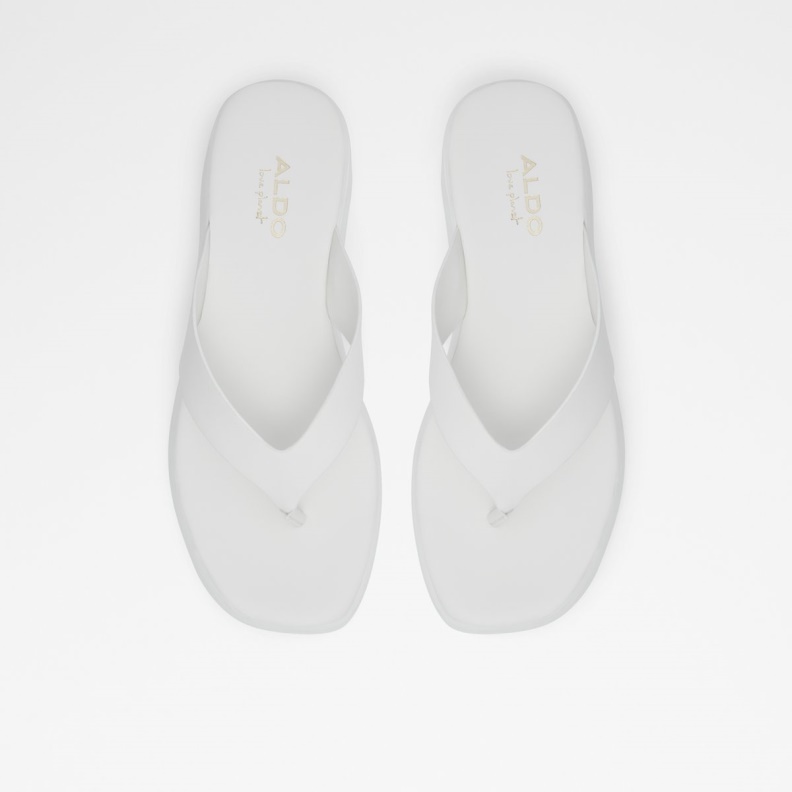 White Aldo Fashion Delphy Thong Wedge Sandal Flatform