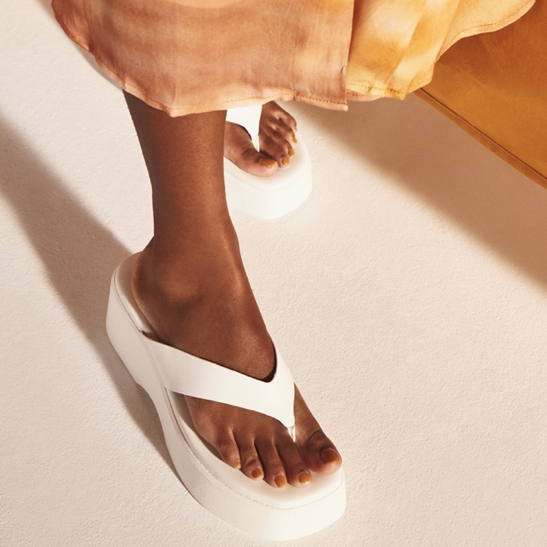 White Aldo Fashion Delphy Thong Wedge Sandal Flatform