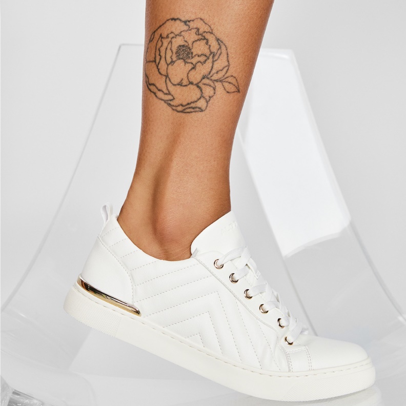 White Synthetic Quilted Fashion Aldo Dilathielle Low Top Sneaker Cup Sole